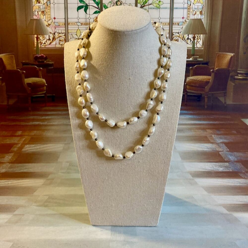 0032 Coldwater Creek Faux Freshwater Pearl Necklace w/Spacers EUC